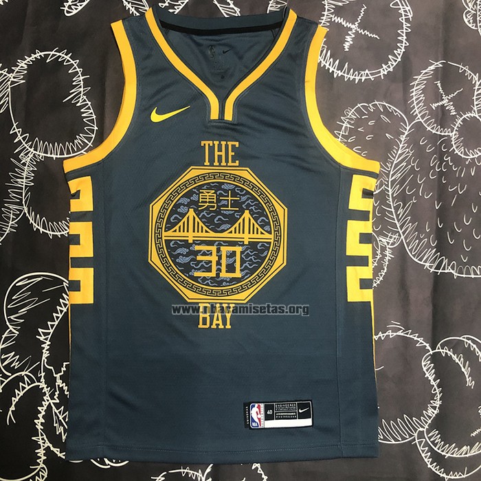 Camiseta Golden State Warriors Stephen Curry NO 30 Ciudad 2018-19 Azul